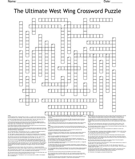 59 “The West Wing” prez : JED In the excellent television show “The West Wing”, President Jed Bartlet is played by Martin Sheen. ... 2023 Author Bill Butler Categories Jesse Goldberg Tags Ally in a courtroom crossword clue, Car enthusiasts slangily crossword clue, Comprehend crossword clue, Report card period crossword …